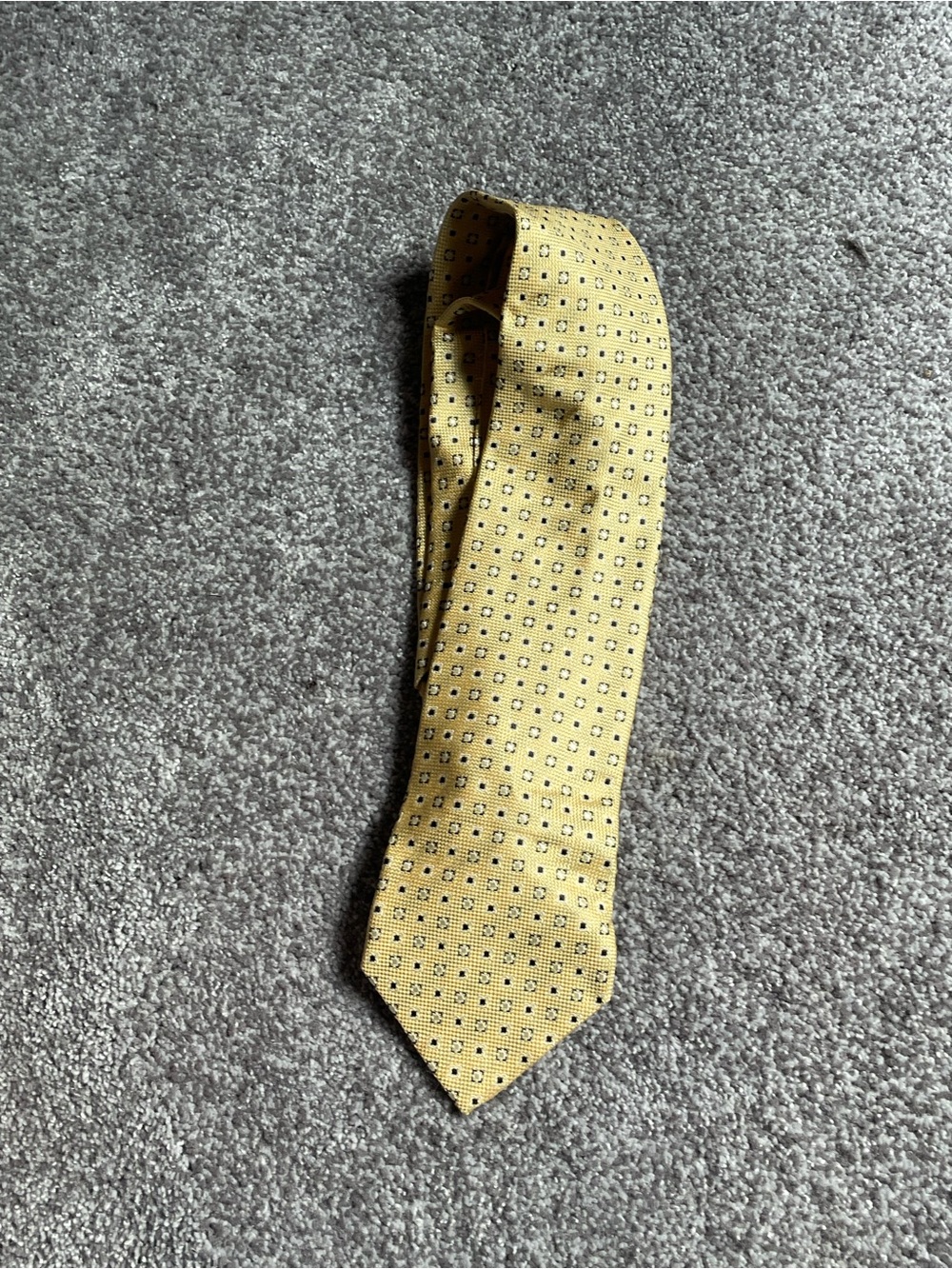 Luciano Barbera Yellow Silk Tie with Micro Square Pattern